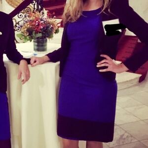 Fitted cobalt blue and black dress